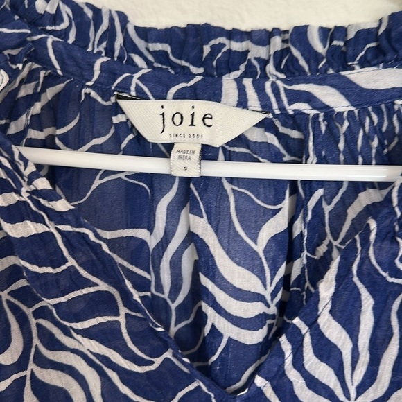 Joie Stow Printed Blouse Cobalt Blue White Cotton Lightweight size small - Picture 7 of 11